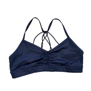 Alo Yoga Navy Blue Strappy Racerback Sports Bra, Size Large